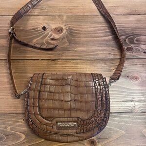 Liz Claiborne Faux Crocodile Leather Crossbody Bag Adjustable Strap Purse